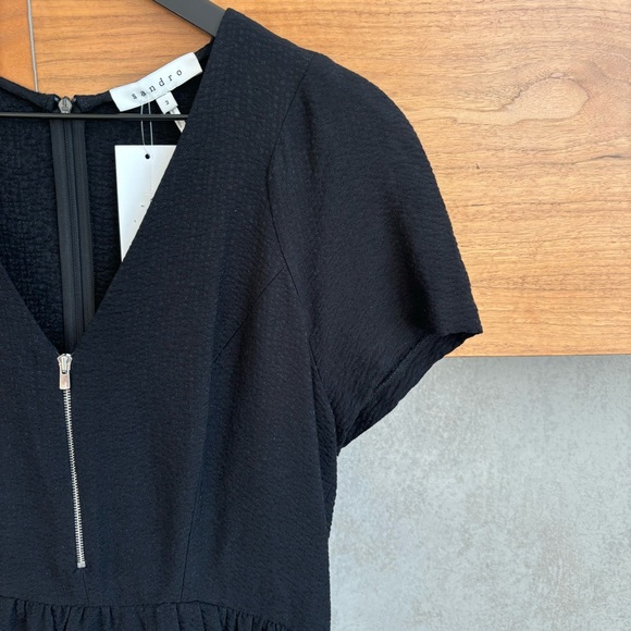 NWT Sandro Sheath Dress Black Peplum, Size 3/ US L-8 - Picture 7 of 13